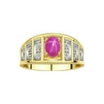 thumbnail image 1 of RYLOS Bagues pour Femmes Bague en Or Jaune 14K Style Classique Pierre Précieuse Ovale 7X5MM et Bague en Diamant Étoile de Juillet Rubis Bijoux Taille 8, 1 of 7