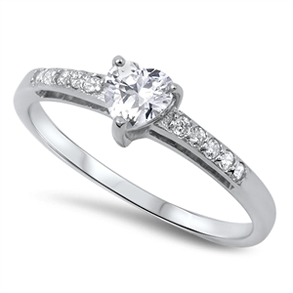 Details about   Women's Female Ladies Solid 925 Sterling Silver Cubic CZ Promise Engagement Ring