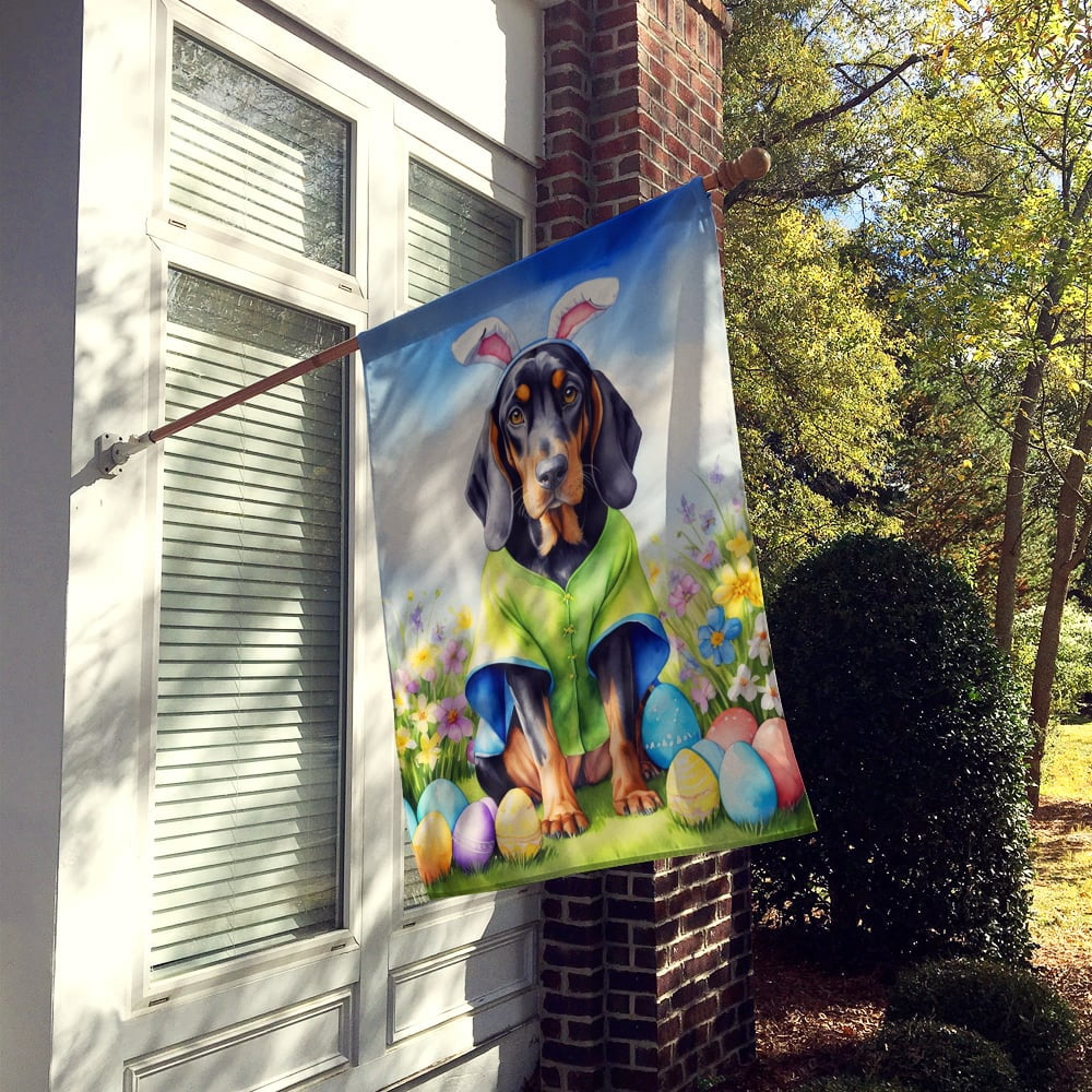 Black and Tan Coonhound Easter Egg Hunt House Flag 28 in x 40 in