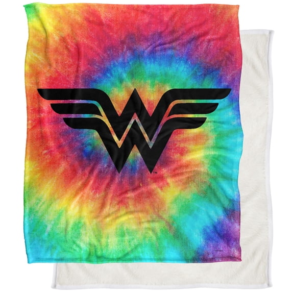 Wonder Woman Tie Dye Silky Touch Sherpa Back Super Soft Throw Blanket