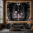 thumbnail image 6 of Pink Mushrooms and Lunar Phases in a Celestial Garden, Mystical Celestial for Cottagecore Fans, Mystical Wall Art Decor, Housewarming Gift, Tapestry Wall Hanging for Bedroom and Living Room, 6 of 7