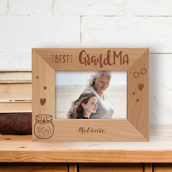 Best Grandma Personalized Wooden Frame-5" x 3 1/2" Brown Horizontal