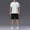 White, variant on Men's Workout Set Summer Short Sleeve T Shirt and Shorts 2 Piece Outfits Fashion Summer Lounge Suit Cozy Tracksuit Print Quick Dry Athletic Sets