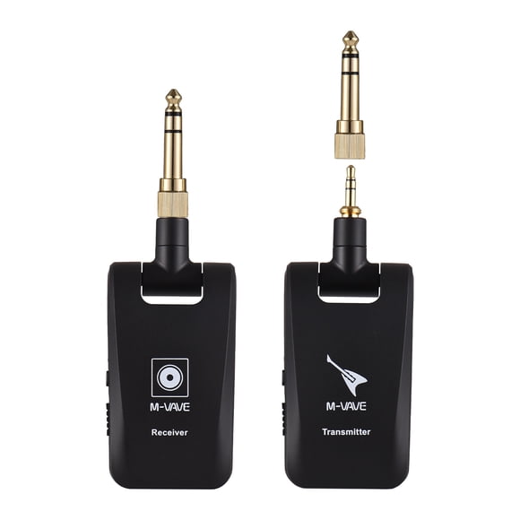 WP-5 2.4GHz Wireless Guitar Transceiver System with 24bit/48KHz Audio, 30m Outdoor Range, 6.5H Playtime, 3.5mm Plug & 6.35mm Adapters, Rechargeable Dual-Channel Wireless Transmission for Electric