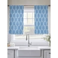 thumbnail image 5 of Blue Morocco Sheer Curtains 54 Inch Length 2 Panels Set, Moroccan Abstract Geometric Quatrefoil Plaid Voile Window Treatment Rod Pocket Short Kitchen Curtains Drapes for Bedroom 52"x54"x2, 5 of 7