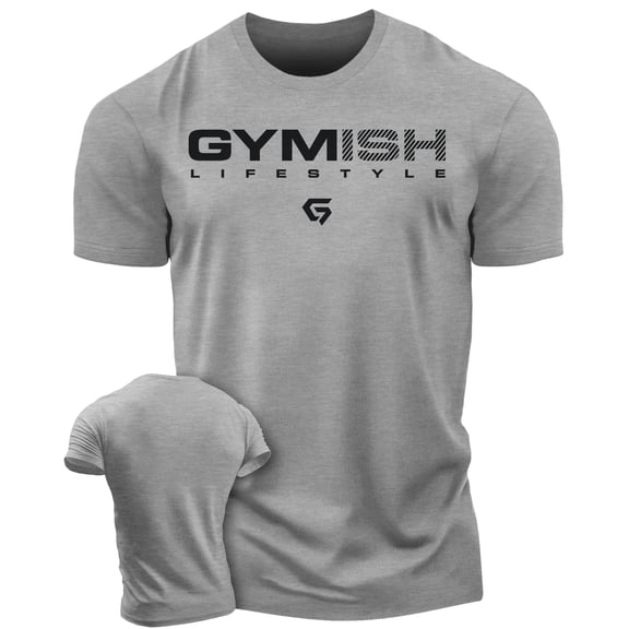 Gymish Lifestyle Workout T-Shirt for Men – Funny Gym Shirt, Motivational Lifting Tee, Deadlift Shirt, Heather Grey, Small