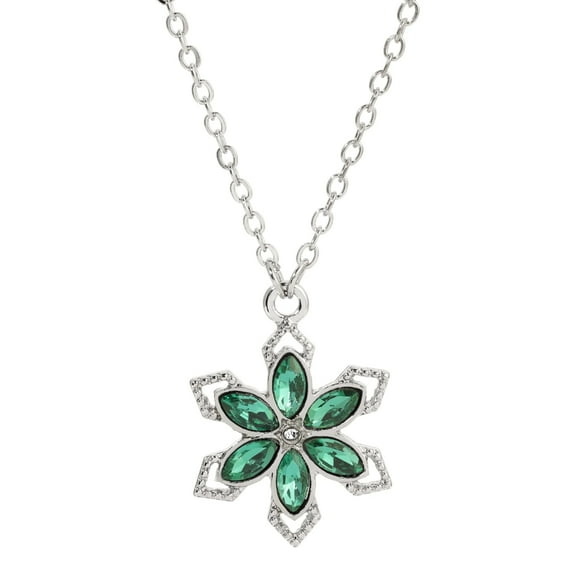 1928 Jewelry Petite Crystal Flower Pendant Necklace 16   3 Extender