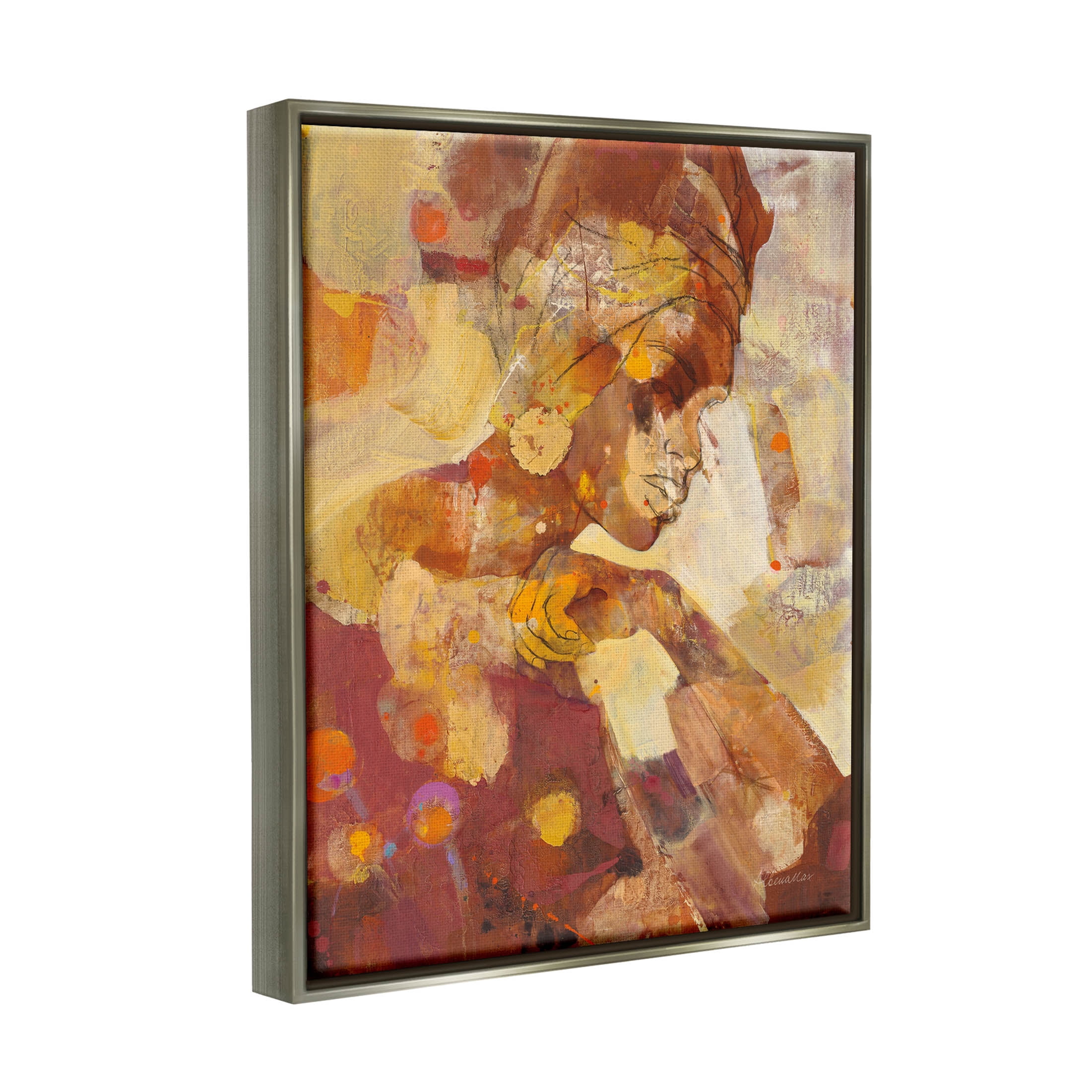 Stupell Industries Celebrate Beauty Abstract Portrait Painting Luster Gray Floating Framed Canvas Print Wall Art, Design by Albena Hristova