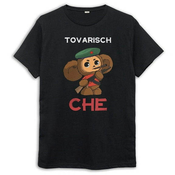 Tovarisch Che Cheburashka Funny Graphic T-Shirt – Cute Russian Cartoon Tee for Men & Women – Vintage Cheburashka Shirt – Unisex Sizes – Cheburashka Fans Apparel