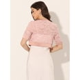 thumbnail image 3 of Bolero de encaje con hombros descubiertos para mujer Allegra K Cárdigan corto Rosa XS, 3 of 6