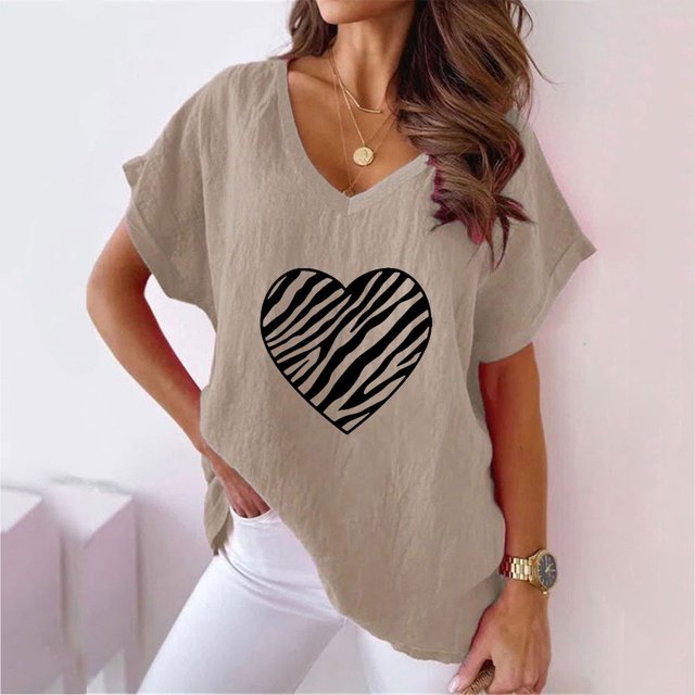 LSLJS Women V-neck Imprimé T- Mode Confortable Cadeaux Blouses Tops, pour Femmes for Women