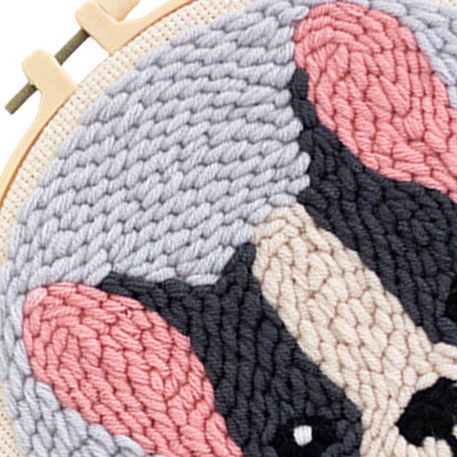 ziyahi Punch Needle Kit DIY Needlework Animal Handmade Home Decor DIY Dog Embroidery for Adult Kid Starter C