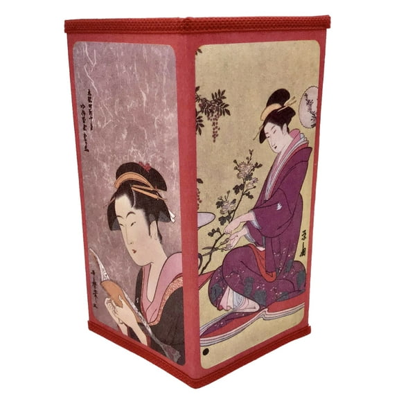 Set of 2 Japanese Rice Paper Wallet/Checkbook Cover Ladies Reading & Floral Design with Gift Box