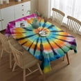 thumbnail image 2 of Rainbow Tie Dye Mandala Pattern Rectangle Tablecloth 60"x84",Waterproof Polyester Rectangle Table Cloth, Wipeable Spillproof Polyester Tablecloth for Dining, Camping, Indoor and Outdoor, 2 of 5