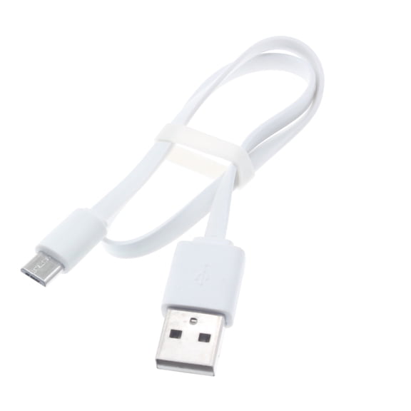 1ft Short USB Cable for LG K8X, Tribute Monarch, Phoenix 5, Fortune 3, Aristo 5 - MicroUSB Charger Cord Power Wire Flat Fast Charge Sync White X8Y