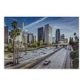 thumbnail image 1 of Travel Cutting Board, Downtown Cityscape of Los Angeles California USA Avenue Buildings Palms Print, Decorative Tempered Glass Cutting and Serving Board, Small Size, Blue Grey Green, by Ambesonne, 1 of 1