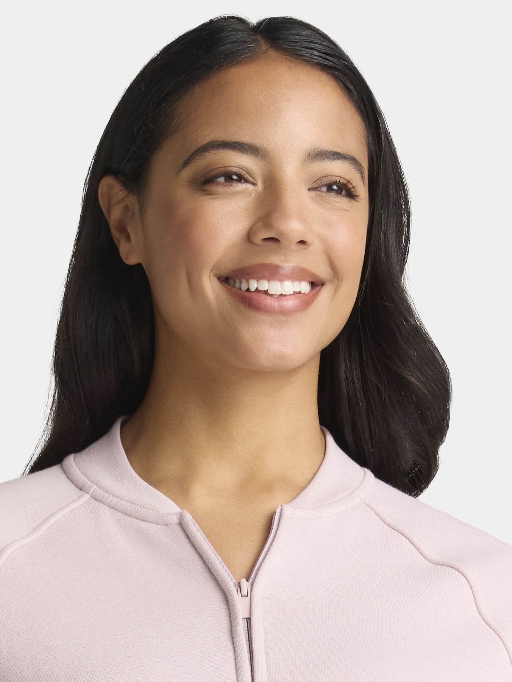 Athletic Works Women's Zip Front Fleece Bomber Jacket, Sizes XS-XXXL