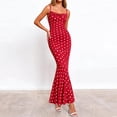 thumbnail image 4 of asdoklhq Spring Summer Dress Spring Dresses Womens Summer Fashion Casual Printed Bodycon Split Dress Maxi Dress Red L, 4 of 7