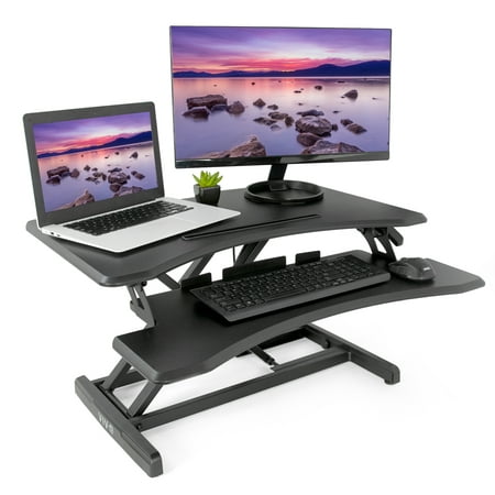 Vivo Black Height Adjustable Standing Desk Monitor Riser