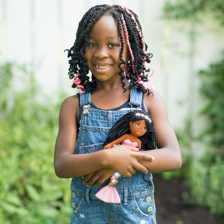 Ikuzi African American Mermaid Doll Brown Skin Tone Pink Tail