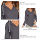 thumbnail image 5 of Blusa con hombros caídos Vhermosa Poliéster Moda Mujer Cuello en V Ajuste casual Jersey Tops Gris oscuro S, 5 of 6