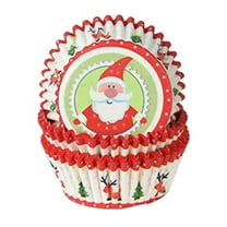 TOPRenddon 100 Christmas Baking Cups - Oil Proof Muffin Liners for Cupcakes & Mini Pies - Non Stick Oven Safe Paper Cups with Holiday Designs