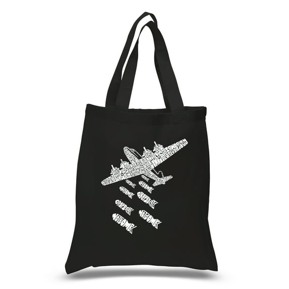 LA Pop Art Small Word Art Tote Bag - DROP BEATS NOT BOMBS