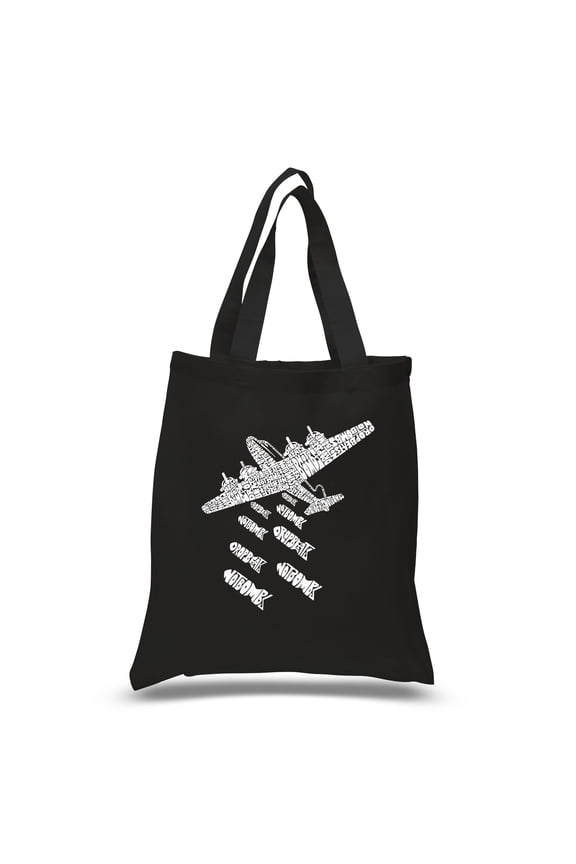 Small Word Art Tote Bag - DROP BEATS NOT BOMBS
