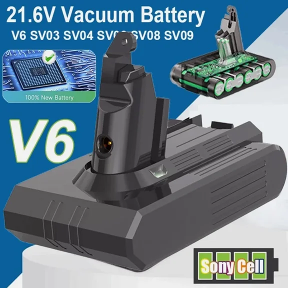 21.6V Replacement Battery For For Dyson V6 Handheld Vacuum Cleaner 9.5Ah Battery