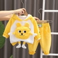 thumbnail image 5 of KYAIGUO 2PCS Toddler Infant Baby Boys Girls Fall Winter Sweatshirt Outfit Cartoon Modeling Hoodie Sweatsuit Jackets Shirt+pants Padded Tracksuit Clothes Set 9M-4Y, 5 of 9