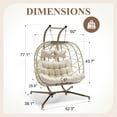 thumbnail image 3 of RADIATA Two Person Swing Hanging Egg Chair with Stand, Outdoor Double Egg Chair for Patio, Garden, and Balcony, Maximum Weight 700 lbs, Beige, 3 of 9