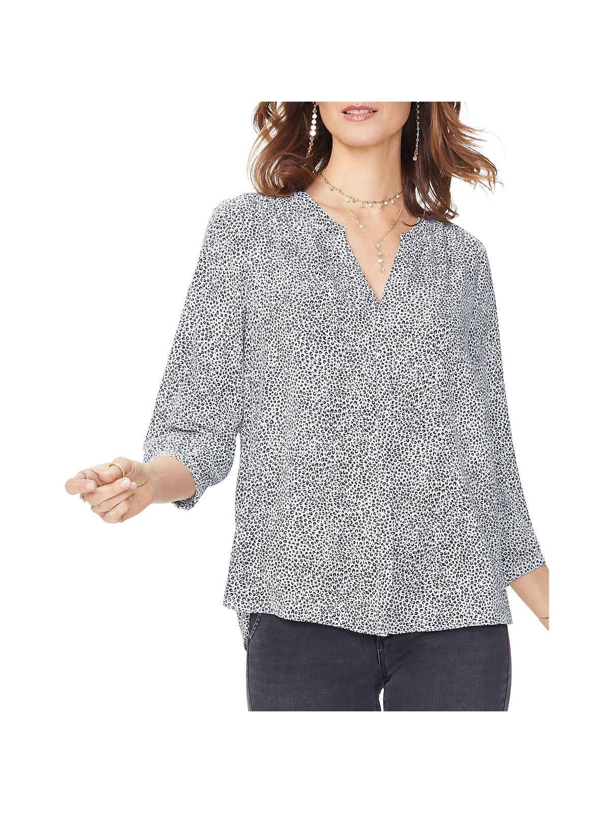 NYDJ Womens Chiffon Pleated Button-Down 