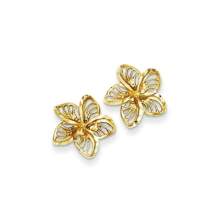Diamond2deal 14k Yellow Gold Diamond Cut Filigree Plumeria 14k Yellow Gold Diamond Cut Filigree Plumeria Earrings