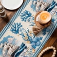 thumbnail image 3 of Ocean Set Sail Table Runner 108 Inches, Sailboat Sea Waves Blue Coral Starfish Beige Bed Runner Dresser Scarves Tabletop for Indoor Outdoor Parties/Ceremony/Banquet, 13"x 108", 3 of 9