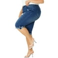 thumbnail image 4 of Agnes Orinda Women's Plus Size Rolled Hem Mid-Rise Knee Length Skinny Denim Jeans, 4 of 6