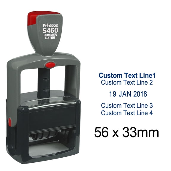 Printtoo Self Inking Heavy Duty Dater Stamp With Custom Text Office Stationery Date Rubber Stamp-Blue
