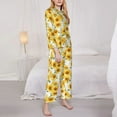 thumbnail image 3 of Pofeuu Artistic Marble Pattern Sunflower Print Womens Pajamas Set Long Sleeve Sleepwear Button Down Nightwear Soft Pj Lounge Sets Button Down Pajamas Women-XX-Large, 3 of 7