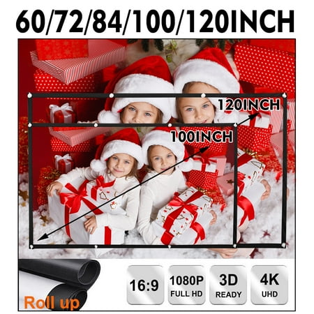 - HD 16:9 4K Portable Foldable Movie Manual Projector Screen Projection Home Xmas Party Film Theater Movie TV Christmas Party Cinema FOR WORLD CUP + Office Meeting