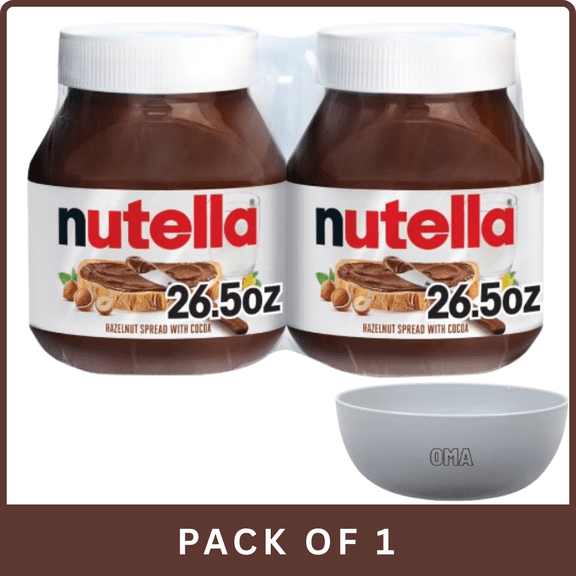 Nutella Hazelnut Spread with Cocoa (26.5 oz)- With Olive White Bowl By OMA