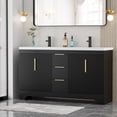 thumbnail image 2 of Eclife 60-inch Double Sink Bathroom Vanity with Integrated Tops, Soft-Close Hinges, Fluted Door Design, Mid-Century Modern, 2 of 10