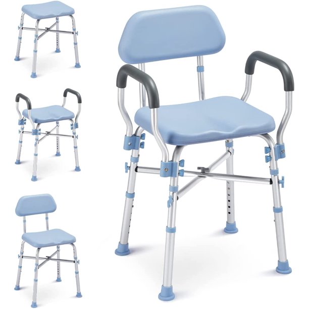 OasisSpace Heavy Duty Shower Chair with Back, Padded Bath Chair for