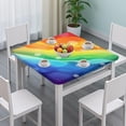 thumbnail image 3 of Rainbow Tie Dye Wave Pattern Square Fitted Tablecloth with Elastic Edge,Square Table Cover,Washable Elastic Table Cover for Home Kitchen Party Decor 36"x36", 3 of 6