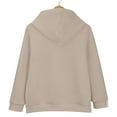 thumbnail image 6 of Women's Solid Color Pullover Hoodie with Drawstring and Side Pockets, French Terry Casual Streetwear Sweatshirt for Lounge Comfort, Daily Wear and Outdoor Activities Beige L, 6 of 8