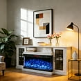 thumbnail image 7 of Festisoul 75'' TV Stand with 40'' 3-Sided Glass 750W/1500W Electric Fireplace 12-Color LED Flame and 5 Brightness Modes, 7 of 7