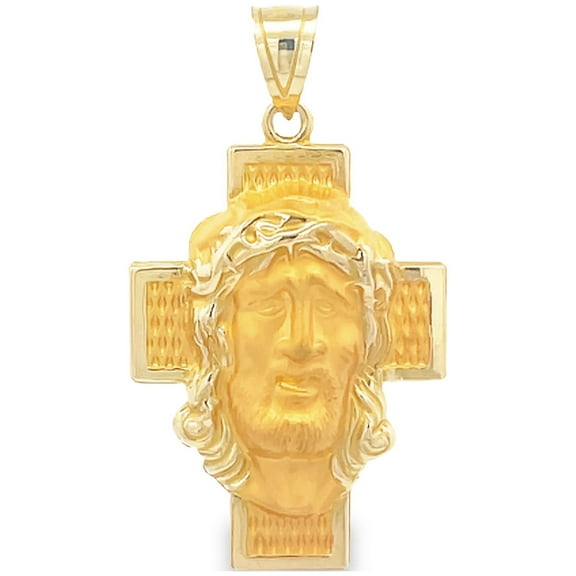 Brilliance Fine Jewelry 14KT Yellow Gold Christ Head on Cross Pendant
