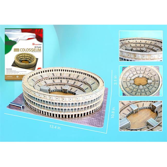 3D Puzzles CFMC055H Roman Colosseum 3D Puzzle with Book 84 Pieces