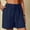 Blue, variant on DuoJiaJ Women's Linen Shorts Solid Color Comfortable Wide Leg Leisure Shorts Five Eighths Pants Women Casual Pants Blue L