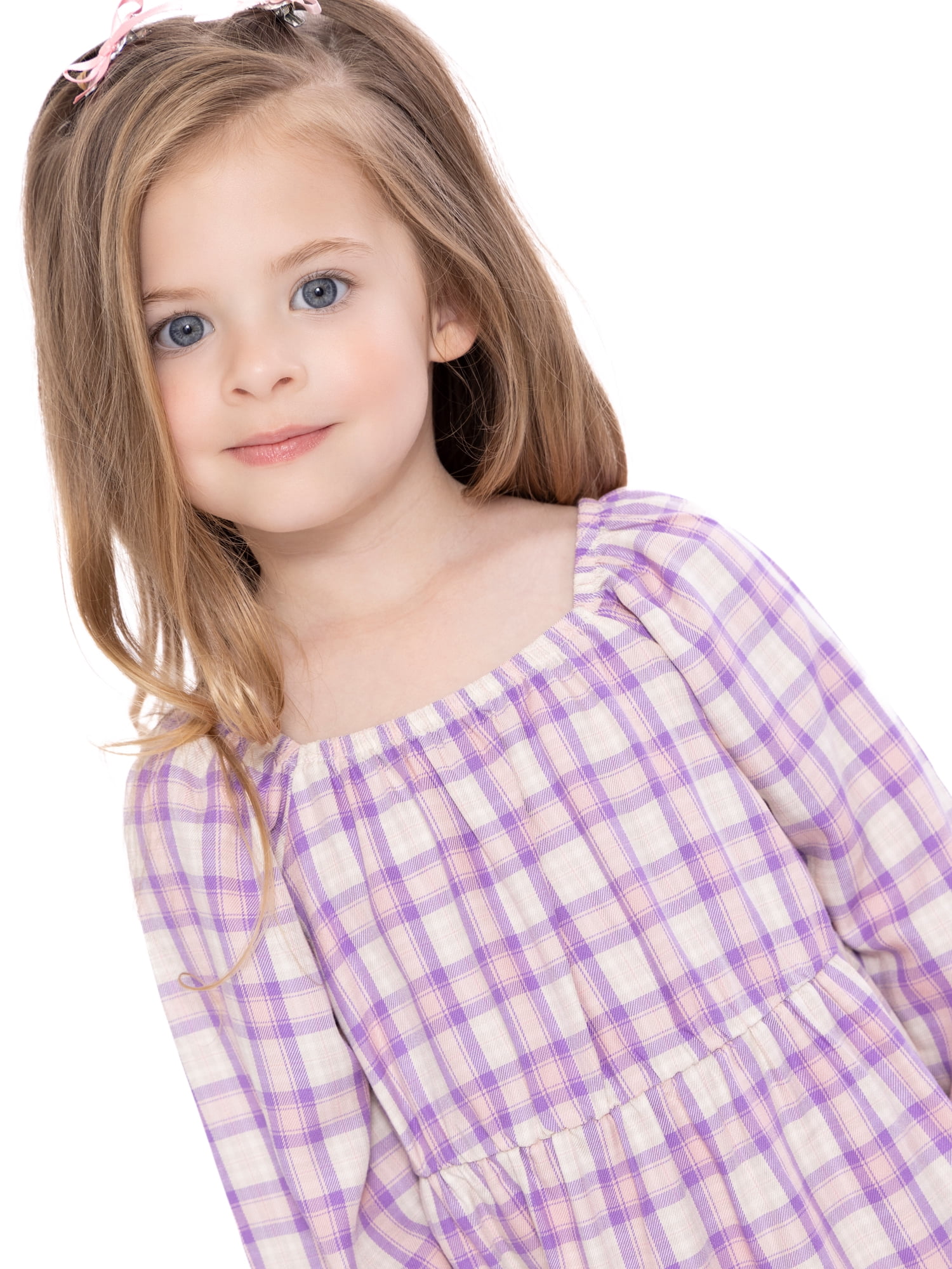 Wonder Nation Toddler Girl Long Sleeve Plaid Printed Dress, Sizes 12M-5T