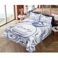 thumbnail image 4 of Ambesonne Emoji Fitted & Top Sheet Set with Shams, Marble Print Groovy Waves, Ceil Blue and White, 4 of 5
