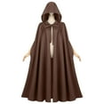 thumbnail image 2 of SEAOPEN Cloak with Hood Women Renaissance Hooded Medieval Cloak Witch Robe Halloween Costume Open Front Witch Wizard Cape Coffee,Free Size, 2 of 4